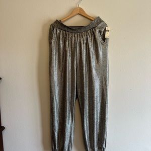 NWT Anthropologie Silver/gray Metallic Joggers xl